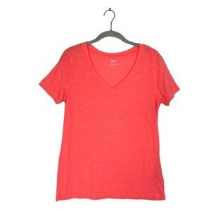 Old Navy Women's Relaxed V-Neck Short Sleeve Tee in Neon Pink - Sz S